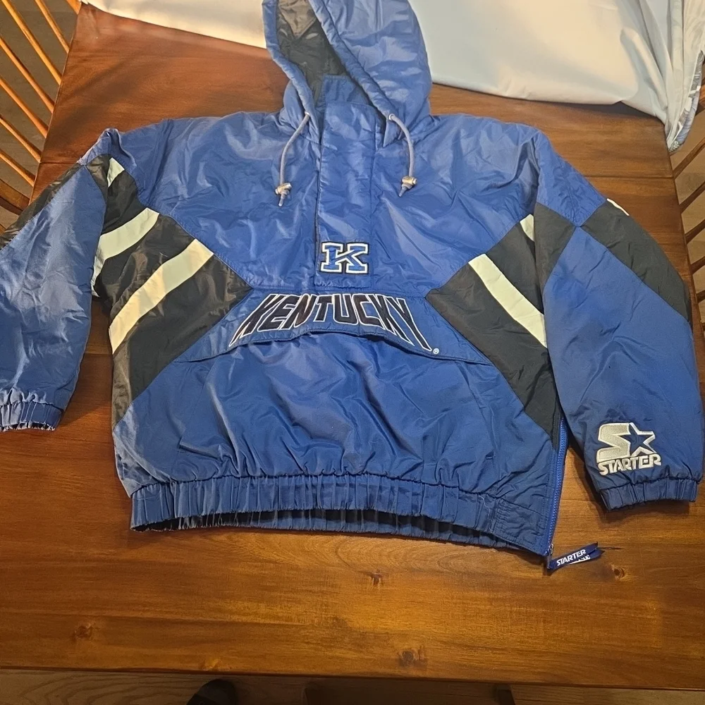 Vintage 90's Starter Pullover Front Pouch Blue Kentucky Jacket Size Large - Picture 1 of 11